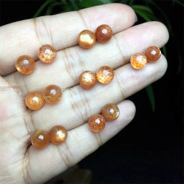 DAIIIBABYYY  -  Natural Golden Sunstone Round Beads Jewelry Charms Earrings For Women Man Healing Crystal Energy Christmas Gift 1pair